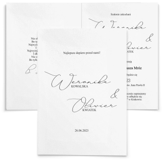 Zaproszenia ślubne Minimalistyczne - Składane Motyw 3