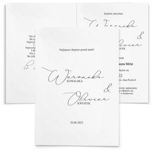 Zaproszenia ślubne Minimalistyczne - Składane Motyw 3