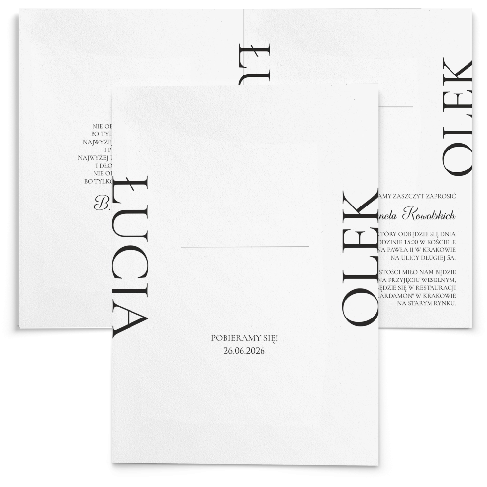Zaproszenia ślubne Minimalistyczne - Składane Motyw 5