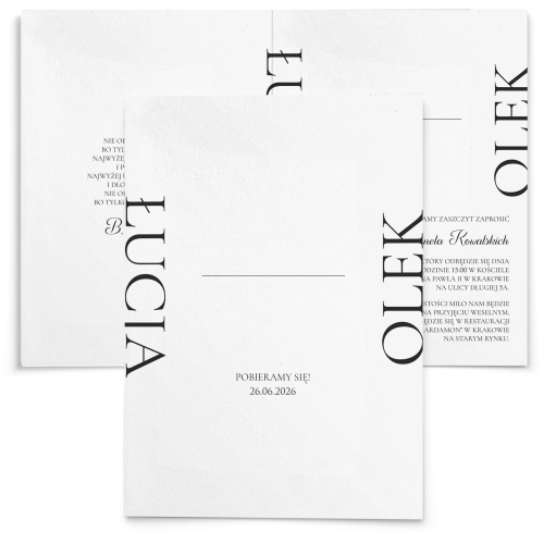 Zaproszenia ślubne Minimalistyczne - Składane Motyw 5