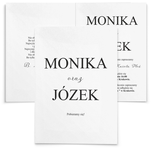 Zaproszenia ślubne Minimalistyczne - Składane Motyw 6