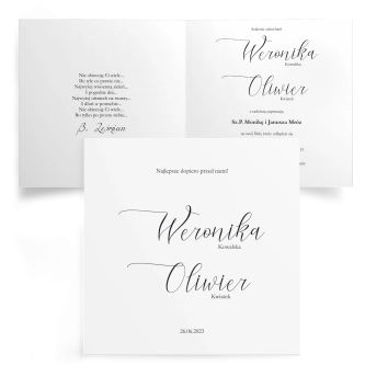 Zaproszenia ślubne Minimalistyczne - Składane Kwadrat Motyw 1