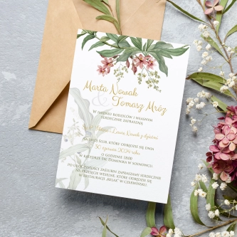 Zaproszenia ślubne Liście - Motyw 2
