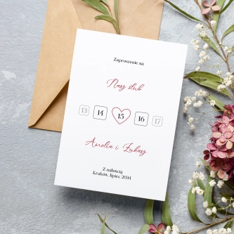 Zaproszenia ślubne Red Heart - Motyw 1