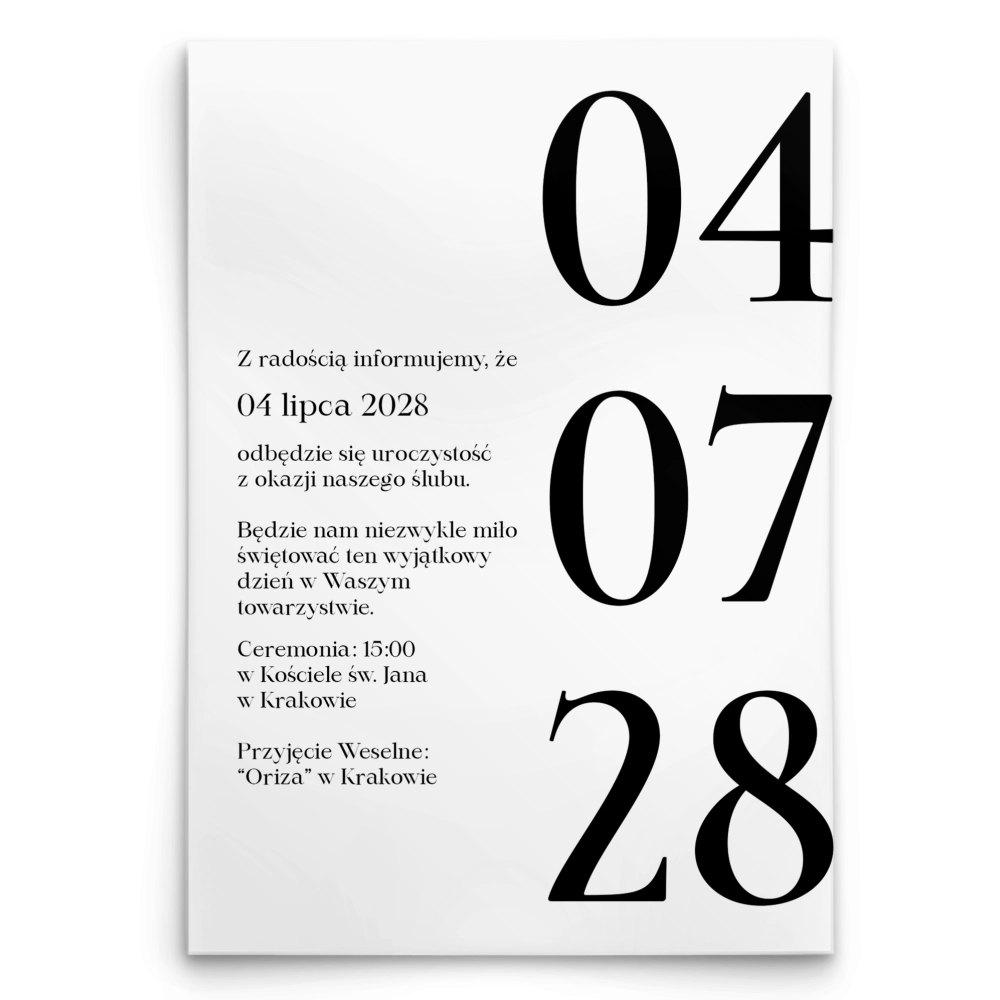 Zaproszenia ślubne Date - Motyw 1
