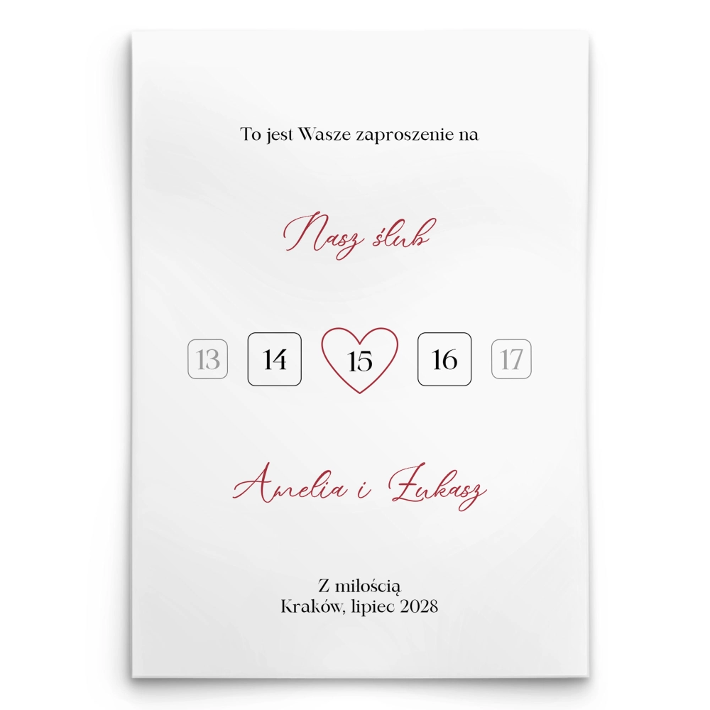 Zaproszenia ślubne Red Heart - Motyw 1