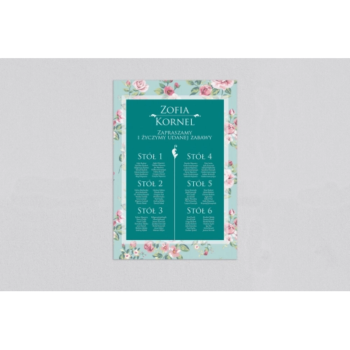 Plan stołów weselnych Kwiatowe Pole Motyw 1