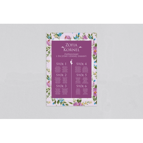 Plan stołów weselnych Kwiatowe Pole Motyw 2
