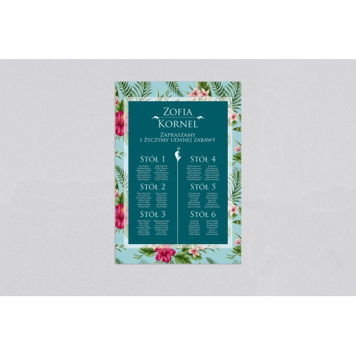 Plan stołów weselnych Kwiatowe Pole Motyw 3