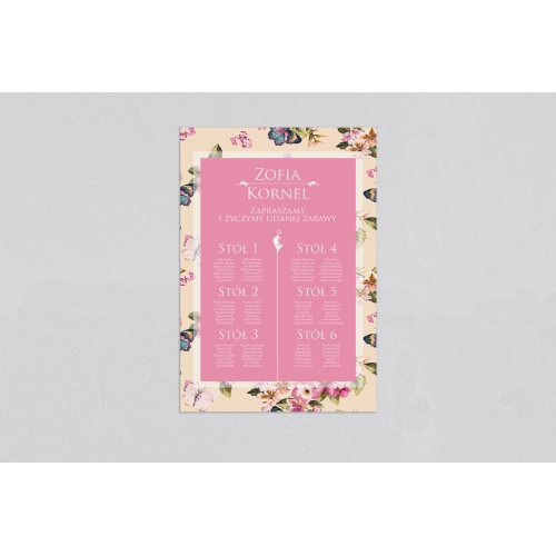 Plan stołów weselnych Kwiatowe Pole Motyw 5