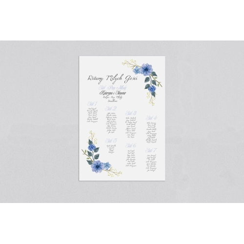 Plan stołów weselnych Akwarelowe Wianki - Motyw 1