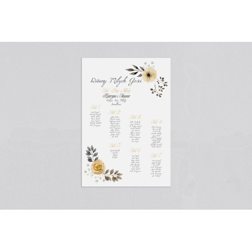 Plan stołów weselnych Akwarelowe Wianki - Motyw 4