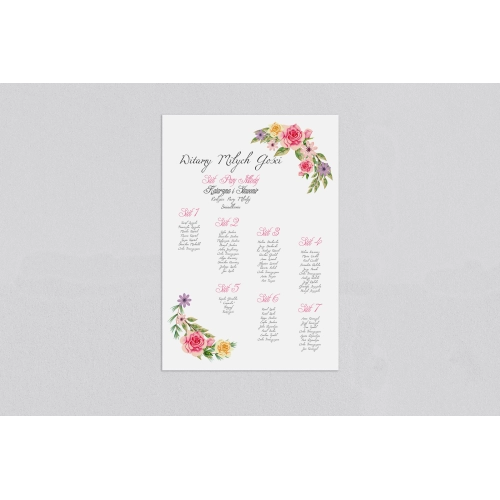 Plan stołów weselnych Akwarelowe Wianki - Motyw 5