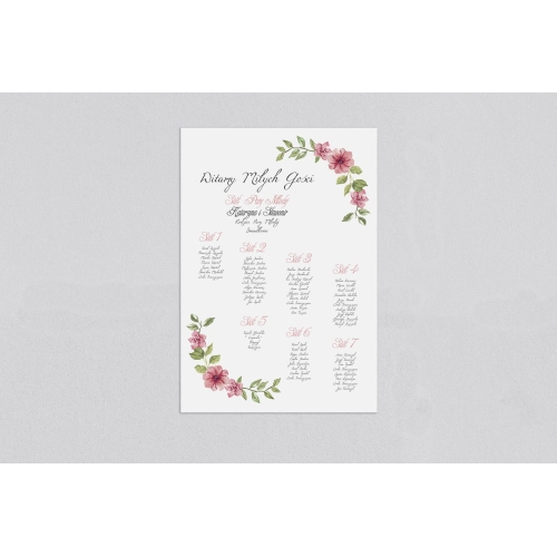 Plan stołów weselnych Akwarelowe Wianki - Motyw 6