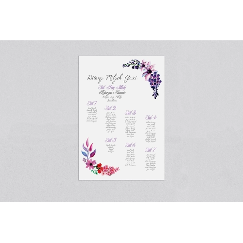 Plan stołów weselnych Akwarelowe Wianki - Motyw 7