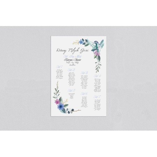 Plan stołów weselnych Akwarelowe Wianki - Motyw 8