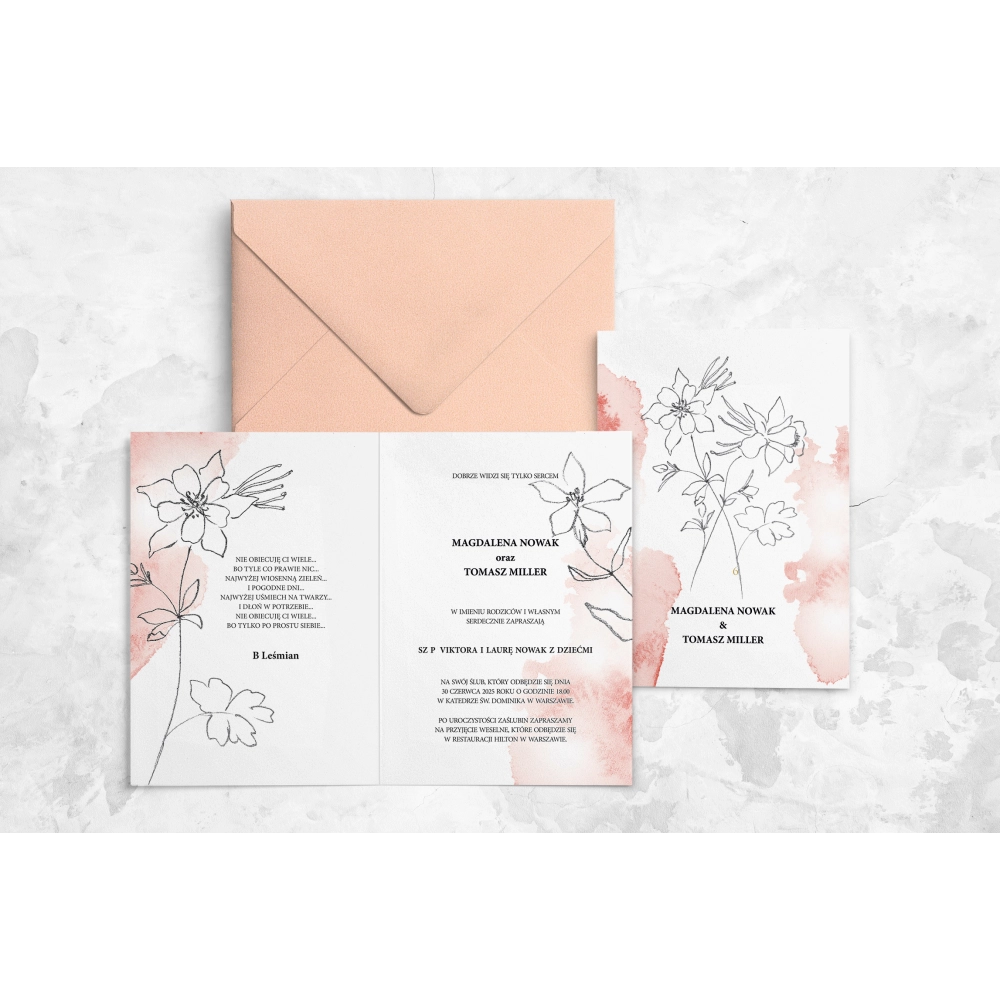 Zaproszenia ślubne Julietta - Składane Motyw 2
