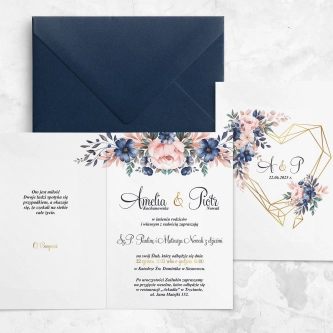 Zaproszenia ślubne Geometryczne Serce - Składane Motyw 2