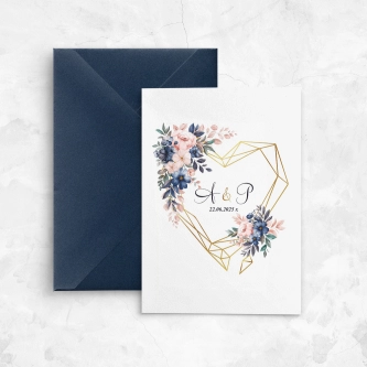 Zaproszenia ślubne Geometryczne Serce - Składane Motyw 2