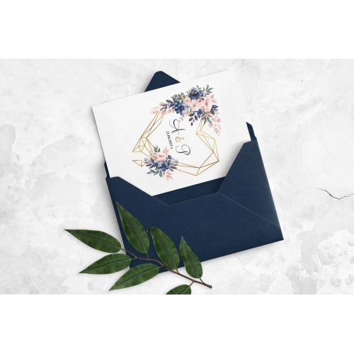 Zaproszenia ślubne Geometryczne Serce - Składane Motyw 2