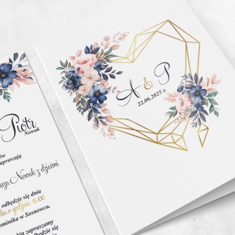 Zaproszenia ślubne Geometryczne Serce - Składane Motyw 2