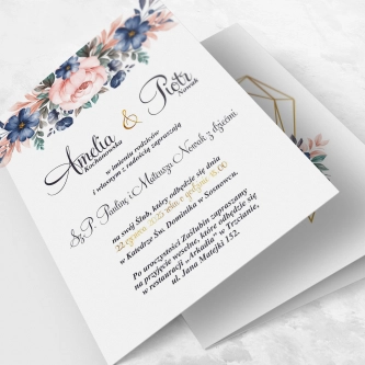 Zaproszenia ślubne Geometryczne Serce - Składane Motyw 2