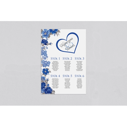 Plan stołów weselnych Serca Kwiat Motyw 2