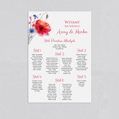 Plan stołów weselnych Sweet Love - Motyw 2