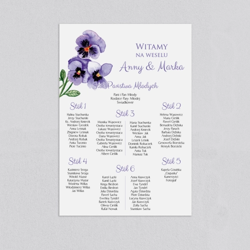 Plan stołów weselnych Sweet Love - Motyw 3