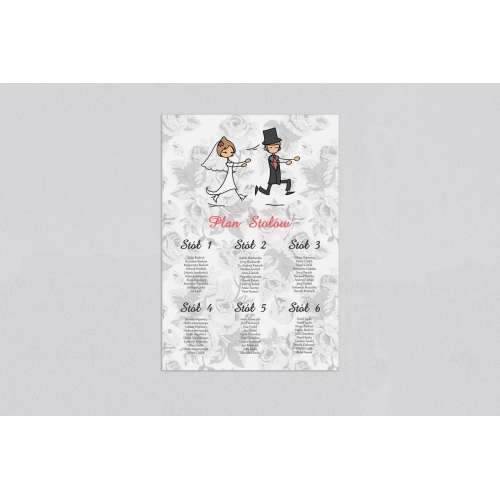 Plan stołów weselnych Zakochani Motyw 2