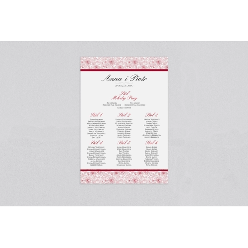 Plan stołów weselnych Ornaments - Motyw 2