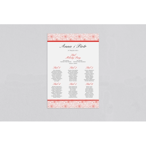 Plan stołów weselnych Ornaments - Motyw 9