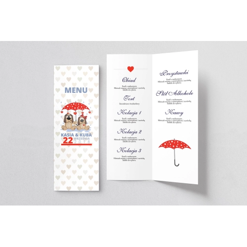 Menu Weselne Uroczy Deszcz Motyw 1