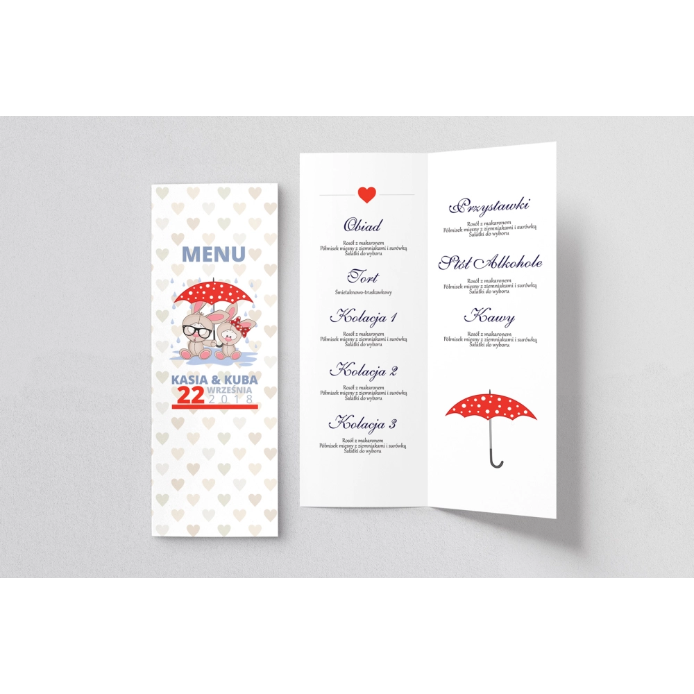 Menu Weselne Uroczy Deszcz Motyw 4