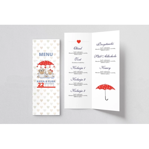 Menu Weselne Uroczy Deszcz Motyw 12