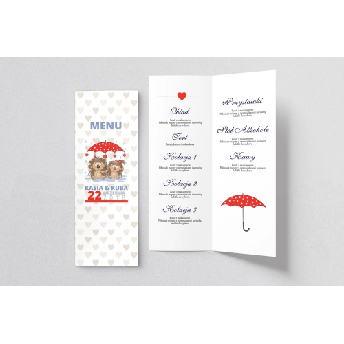 Menu Weselne Uroczy Deszcz Motyw 16