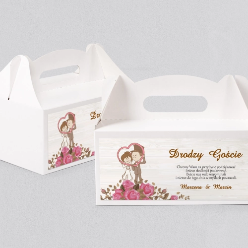 Pudełko na ciasto weselne Naturalna Miłość Motyw 9