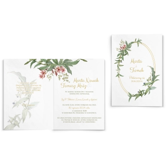 Zaproszenia ślubne Liście - Składane Motyw 2