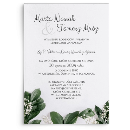 Zaproszenia ślubne Soft - Motyw 1