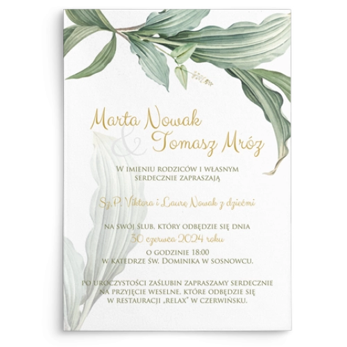 Zaproszenia ślubne Liście - Motyw 3