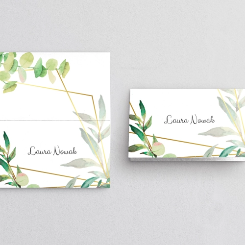 Winietki ślubne składane Liście - Motyw 4