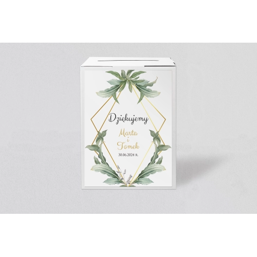 Pudełko na koperty i pieniądze Liście Motyw 1