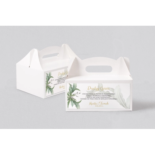 Pudełko na ciasto weselne Liście- Motyw 1