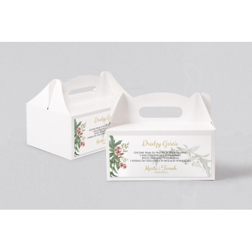 Pudełko na ciasto weselne Liście- Motyw 2
