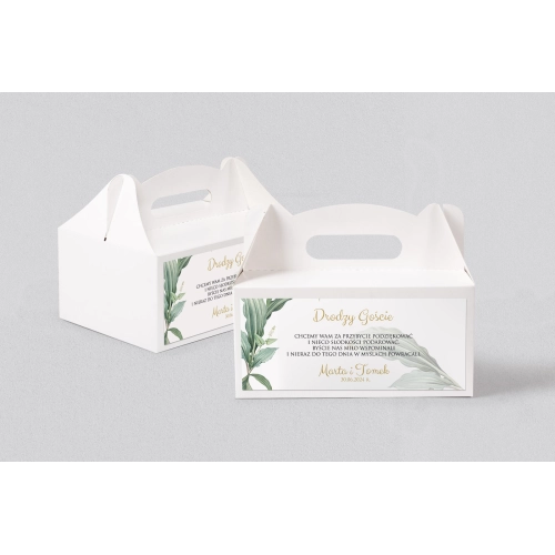 Pudełko na ciasto weselne Liście- Motyw 3