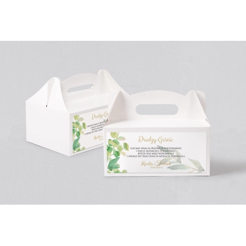 Pudełko na ciasto weselne Liście- Motyw 4