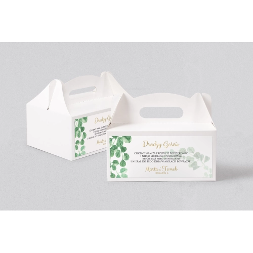 Pudełko na ciasto weselne Liście- Motyw 5