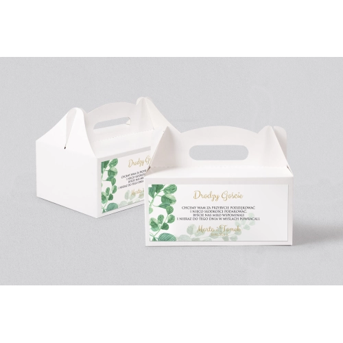 Pudełko na ciasto weselne Liście- Motyw 6