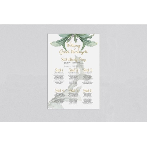 Plan stołów weselnych Liście - Motyw 1