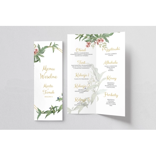 Menu Weselne Liście - Motyw 2
